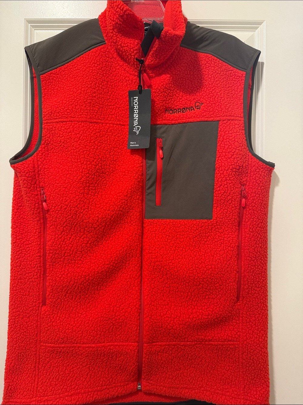 Norrona Trollveggen Thermal Pro Fleece Vest Men's L Flame Scarlet NWT Large